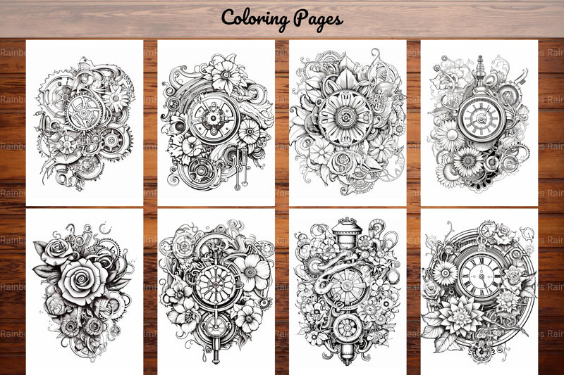Steampunk Flower Mandala Coloring Pages - CraftNest - Digital Crafting and Art