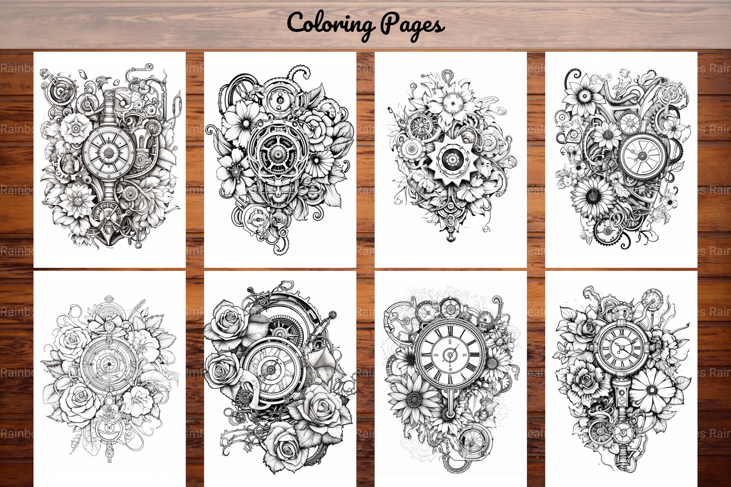 Steampunk Flower Mandala Coloring Pages - CraftNest - Digital Crafting and Art