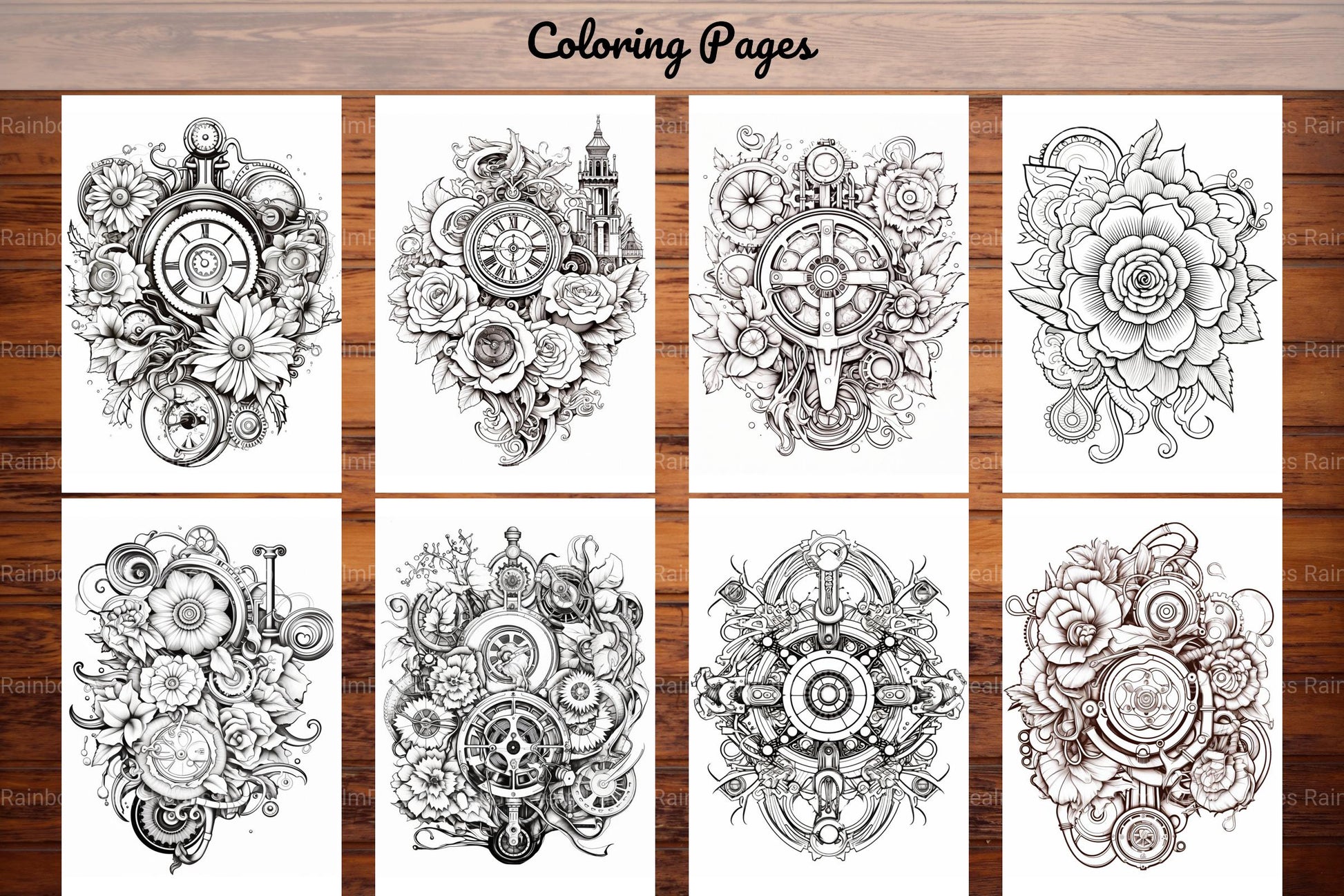 Steampunk Flower Mandala Coloring Pages - CraftNest - Digital Crafting and Art