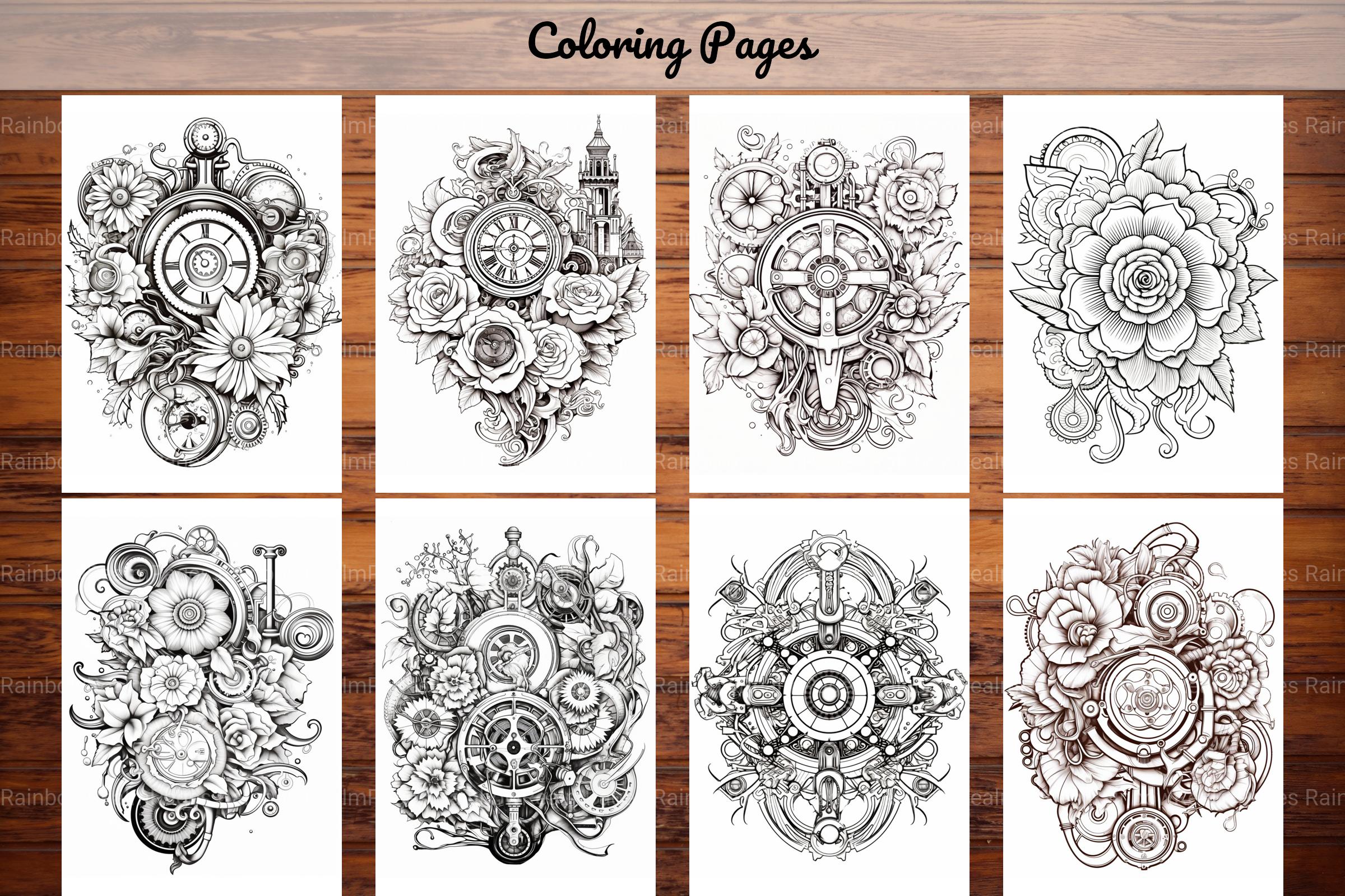 Steampunk Flower Mandala Coloring Pages - CraftNest - Digital Crafting and Art