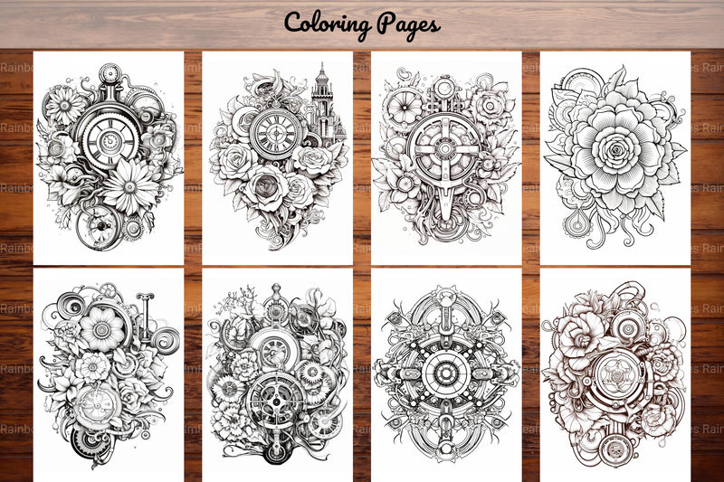 Steampunk Flower Mandala Coloring Pages - CraftNest - Digital Crafting and Art