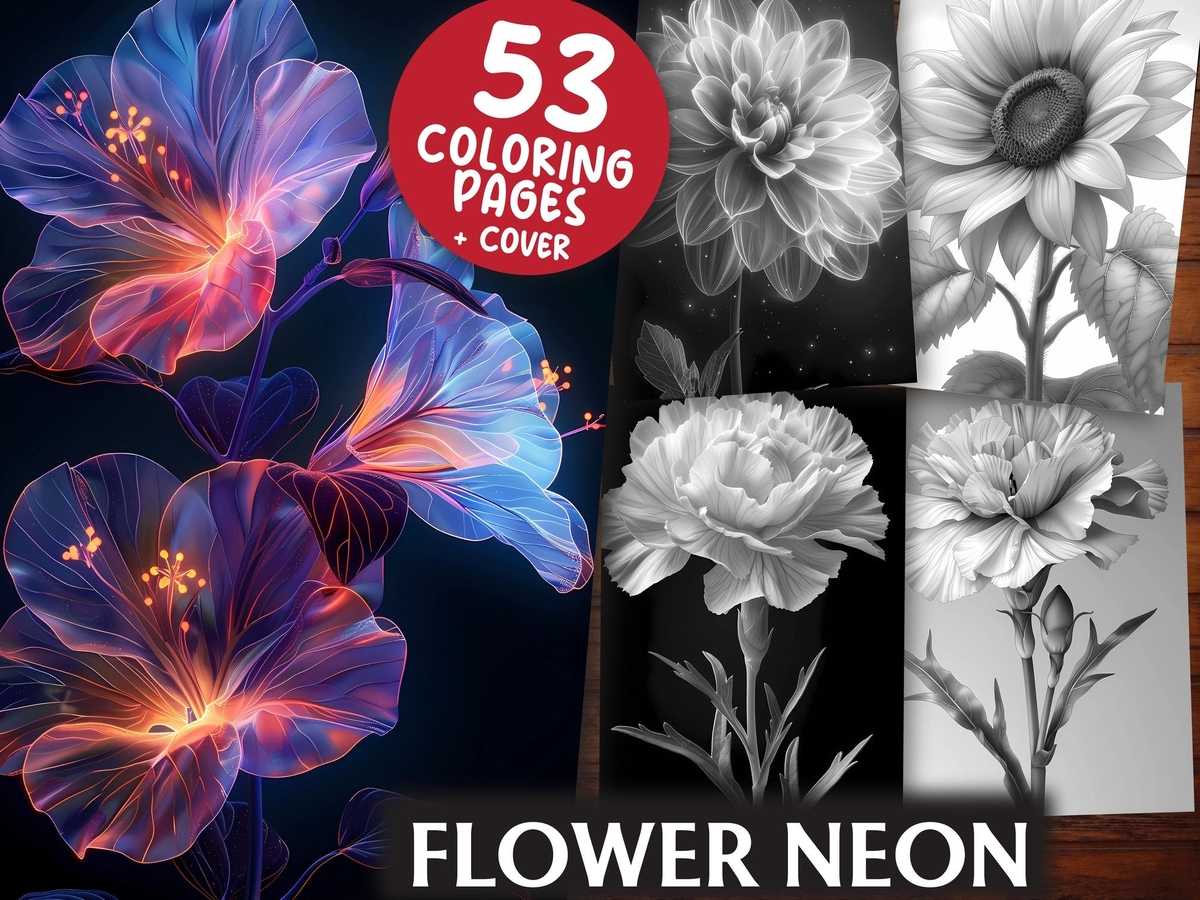 Flower Neon Coloring Books - CraftNest