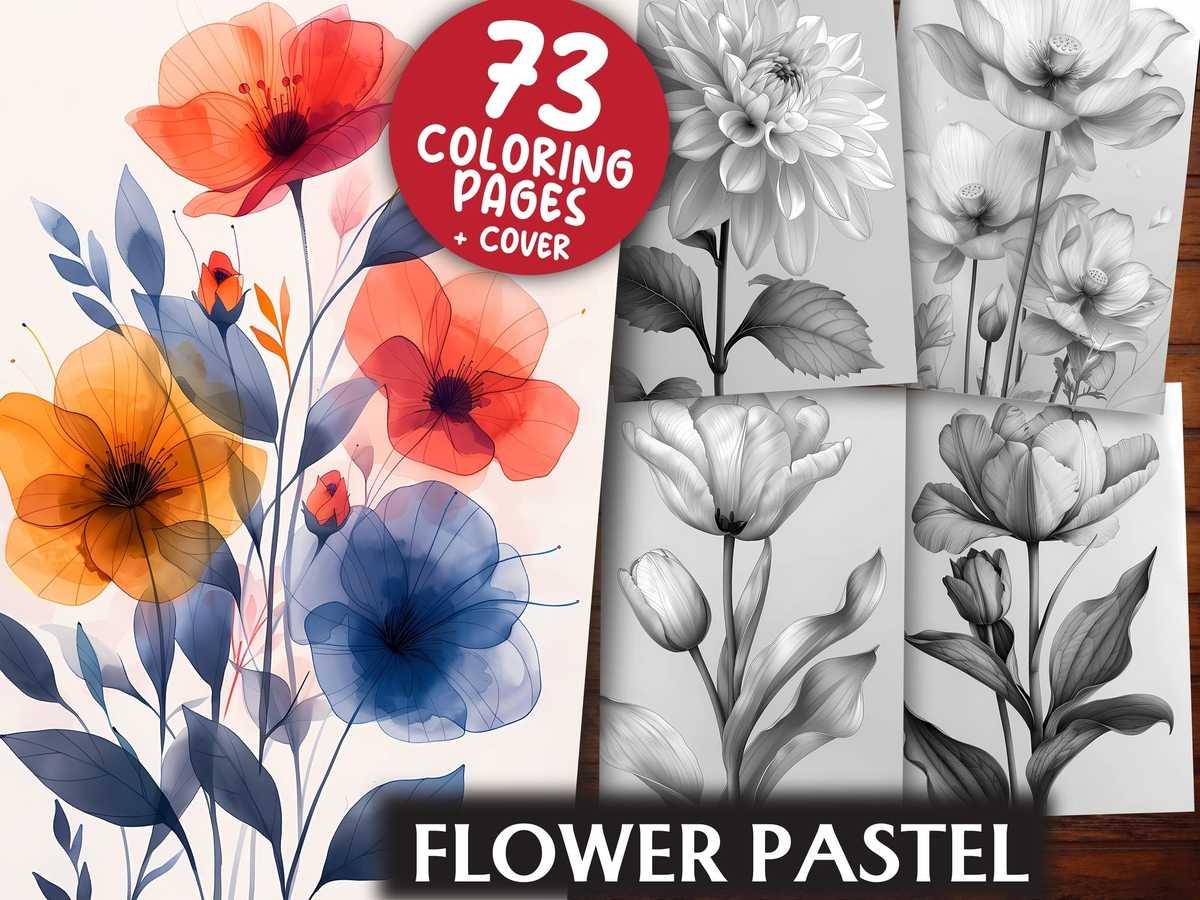 Flower Pastel Coloring Books - CraftNest