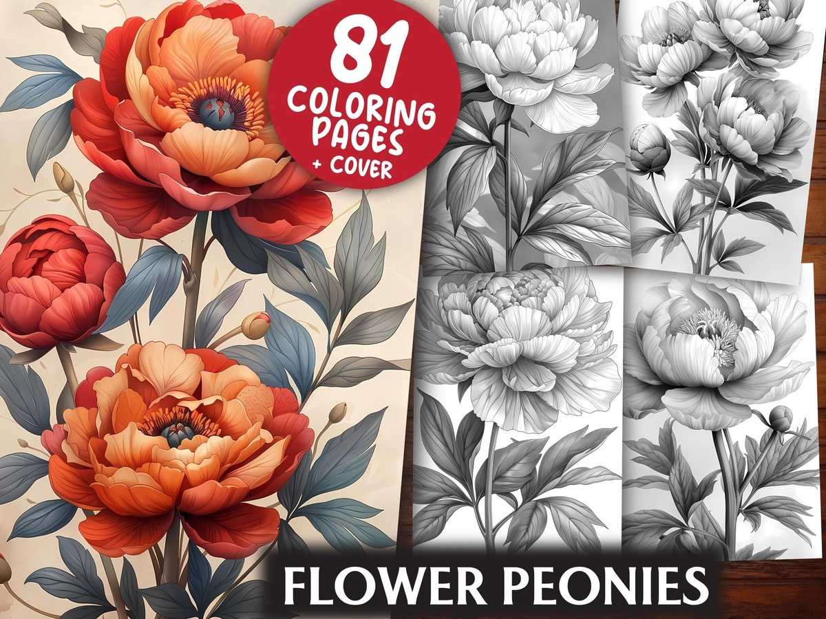 Flower Peonies Coloring Books - CraftNest