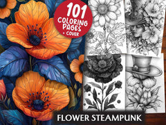 Flower Steampunk Coloring Books - CraftNest