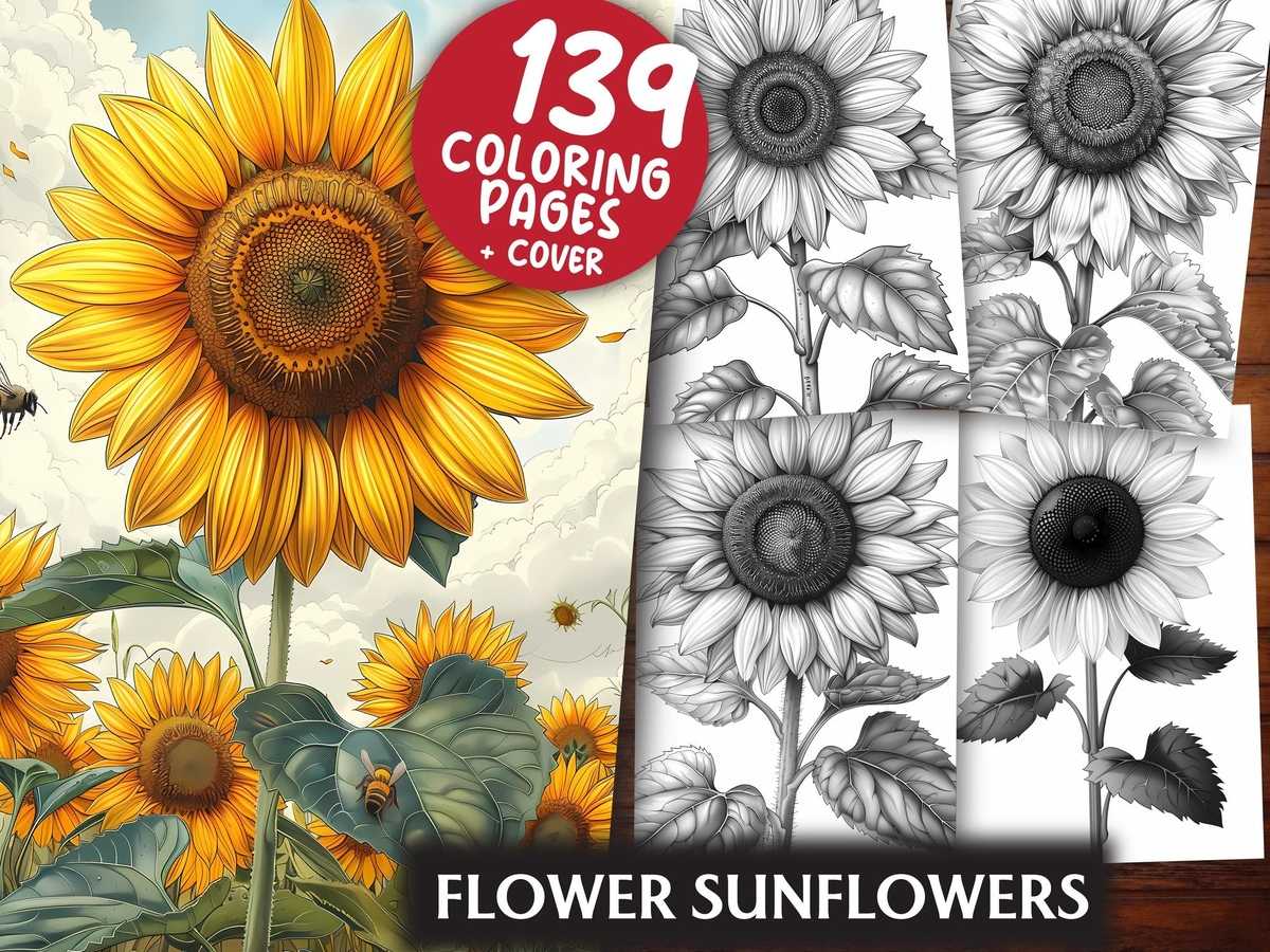 Flower Sunflowers Coloring Books - CraftNest