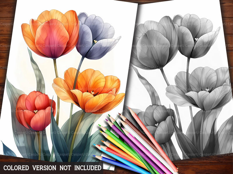 Flower Tulips Coloring Books - CraftNest