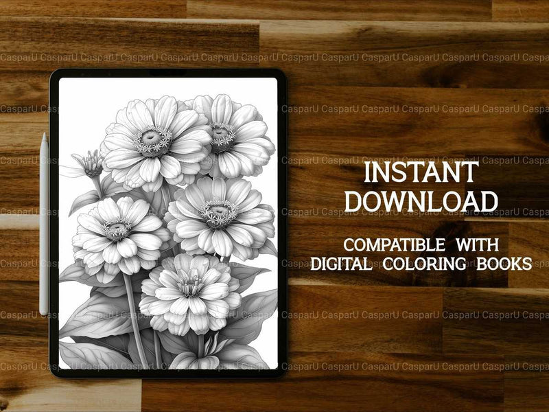 Flower Zinnias Coloring Books - CraftNest