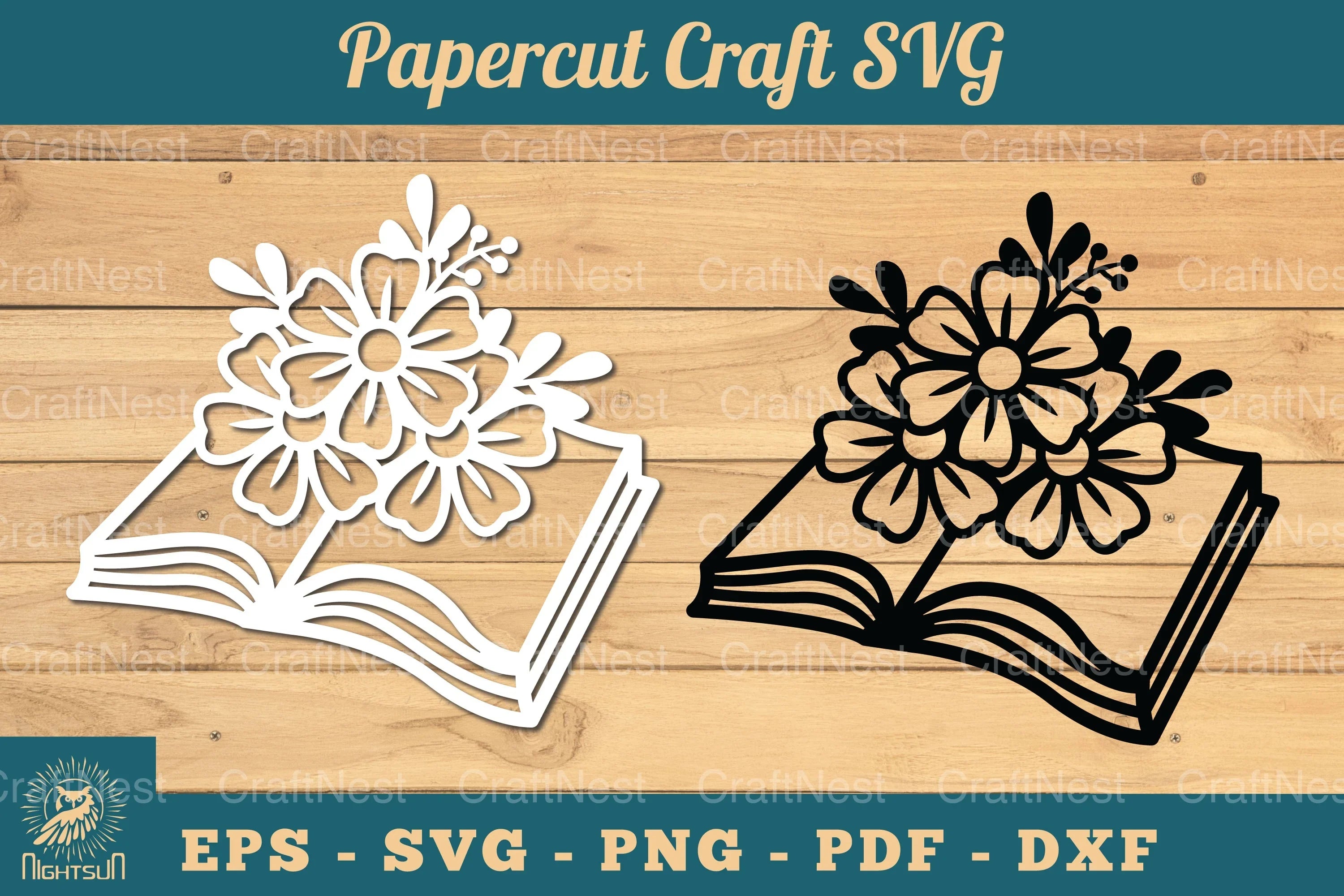 Flower and Book Papercut SVG Bundle - CraftNest - Digital Crafting and Art