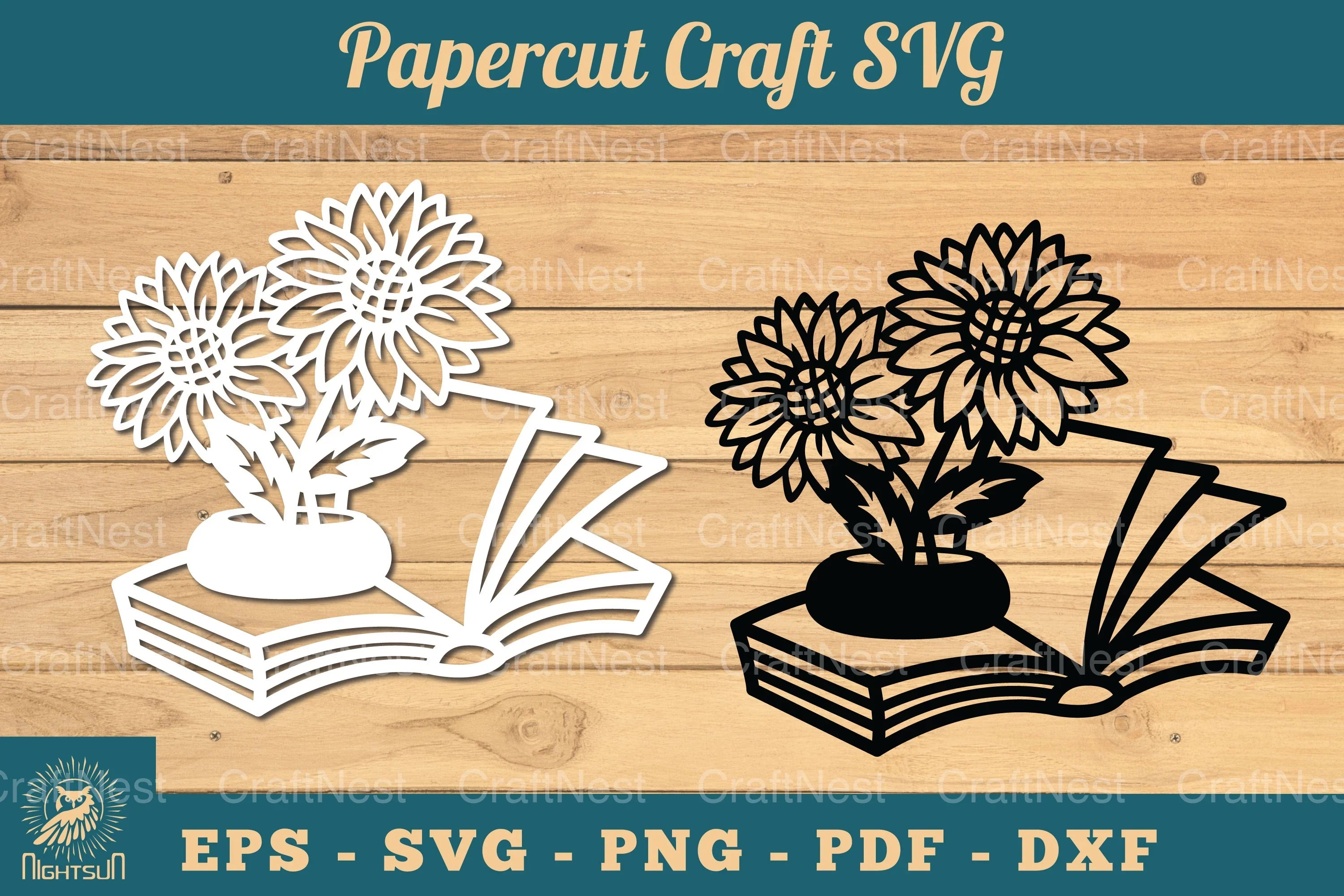 Flower and Book Papercut SVG Bundle - CraftNest - Digital Crafting and Art