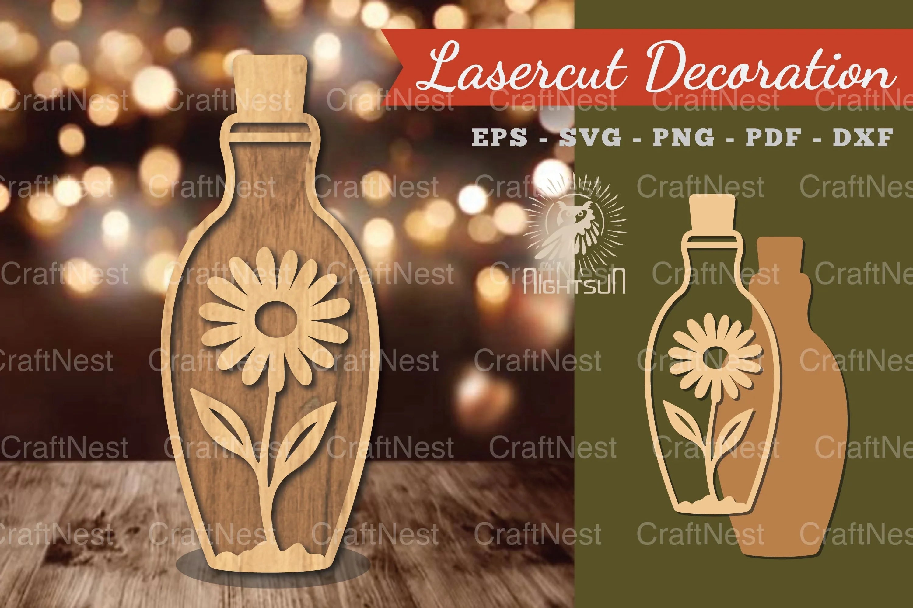 Flower in Bottle Laser Cut Decoration Clipart Bundle - CraftNest - Digital Crafting and Art