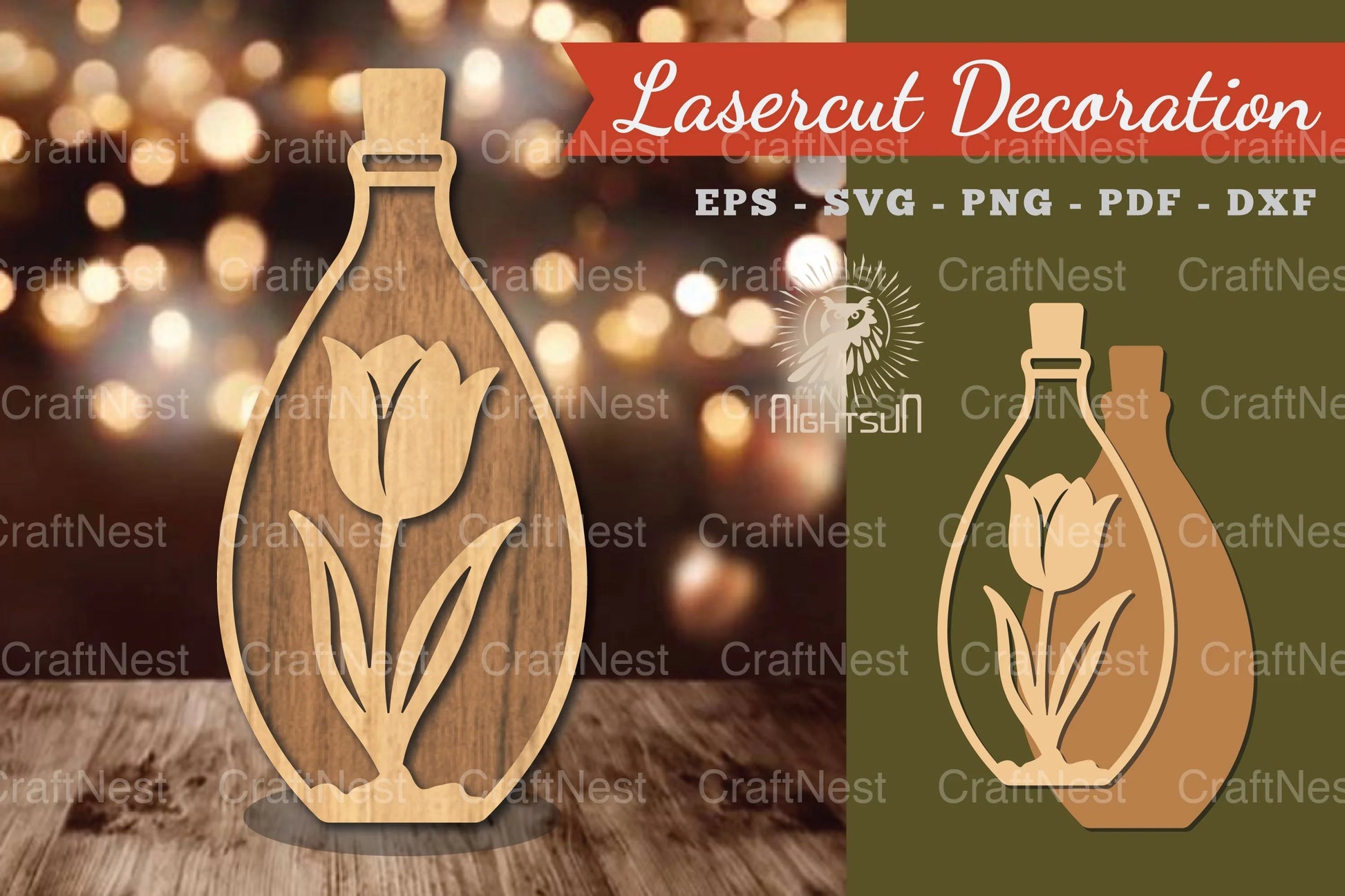 Flower in Bottle Laser Cut Decoration Clipart Bundle - CraftNest - Digital Crafting and Art