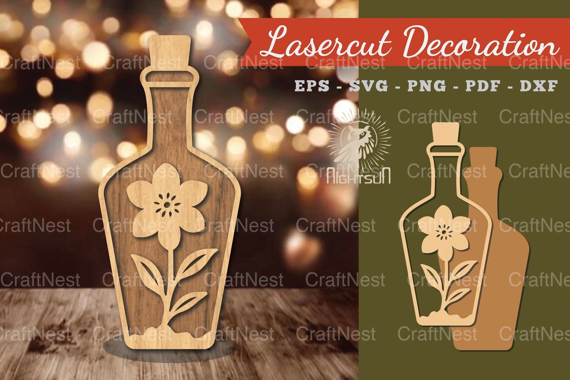 Flower in Bottle Laser Cut Decoration Clipart Bundle - CraftNest - Digital Crafting and Art