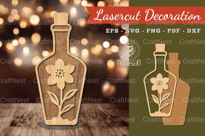 Flower in Bottle Laser Cut Decoration Clipart Bundle - CraftNest - Digital Crafting and Art