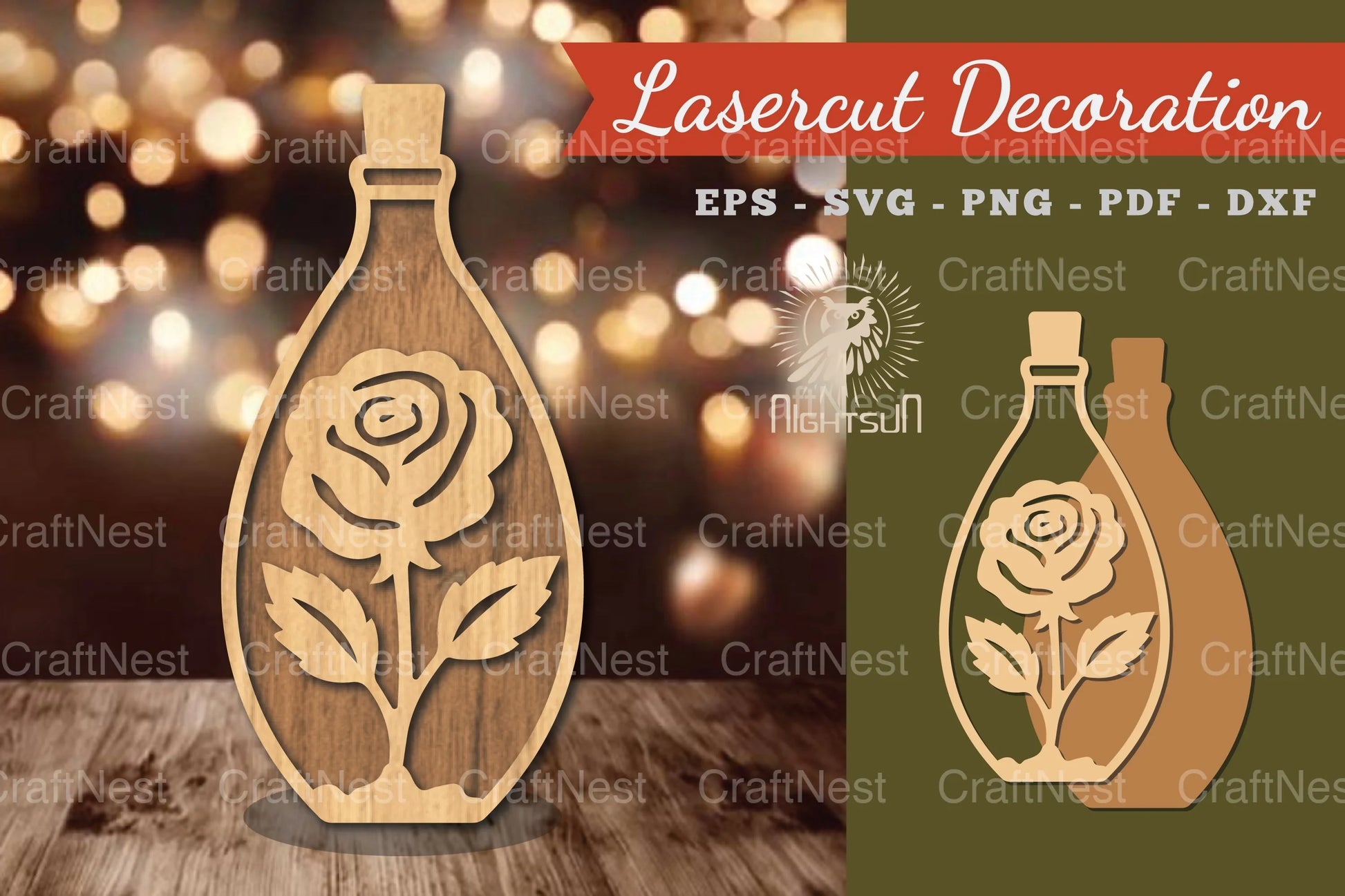 Flower in Bottle Laser Cut Decoration Clipart Bundle - CraftNest - Digital Crafting and Art