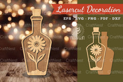 Flower in Bottle Laser Cut Decoration Clipart Bundle - CraftNest - Digital Crafting and Art