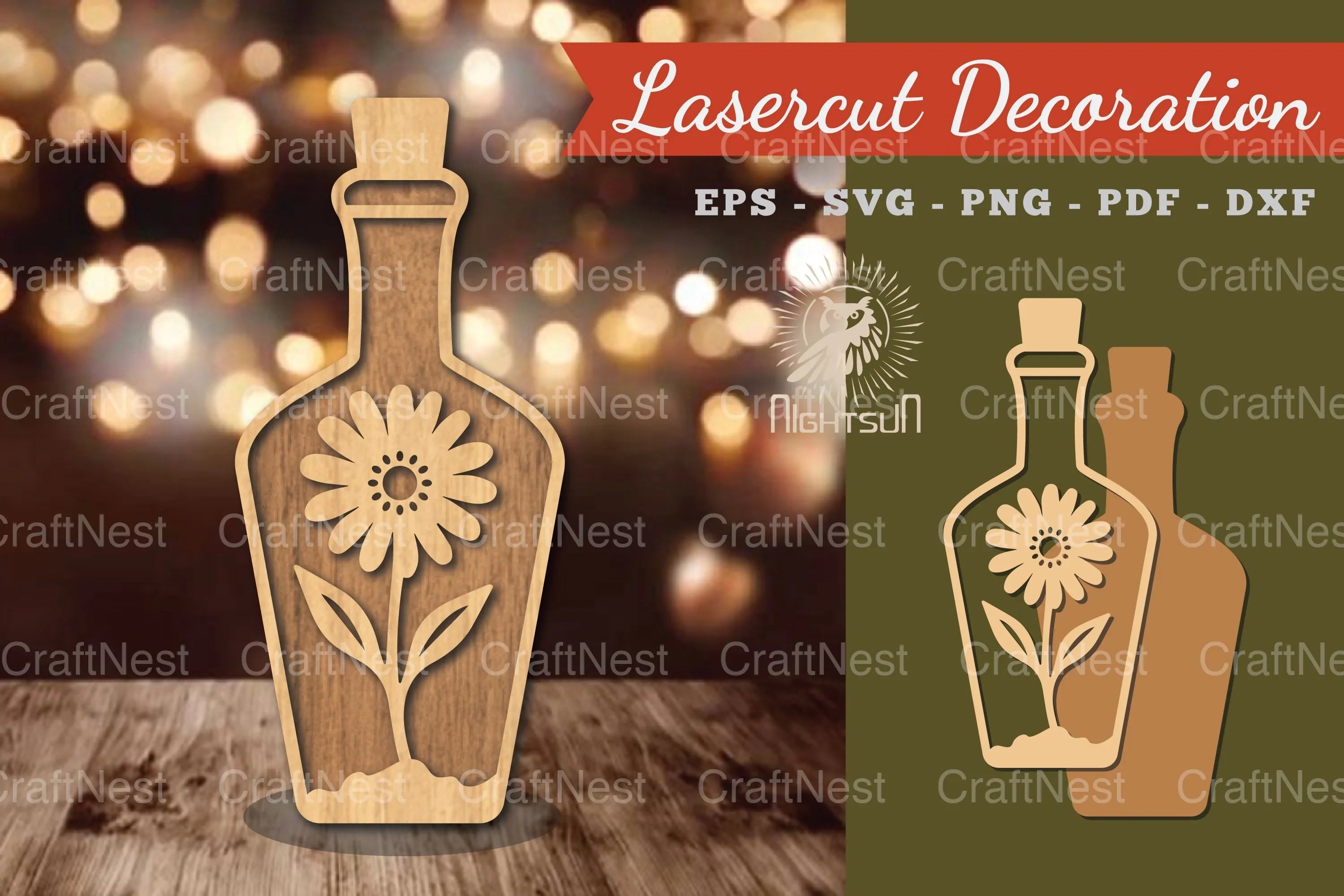 Flower in Bottle Laser Cut Decoration Clipart Bundle - CraftNest - Digital Crafting and Art