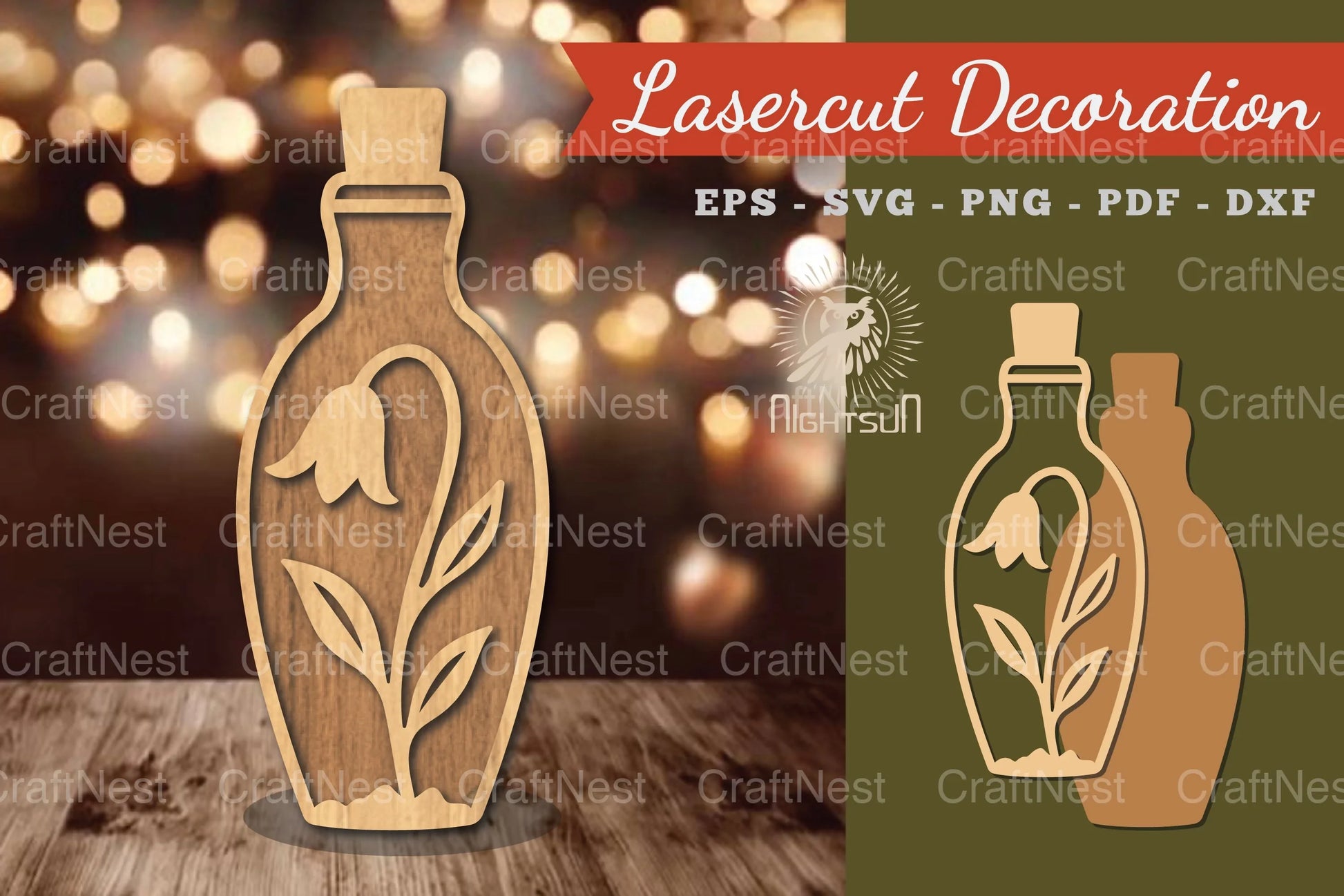 Flower in Bottle Laser Cut Decoration Clipart Bundle - CraftNest - Digital Crafting and Art