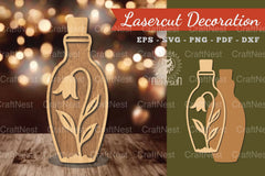 Flower in Bottle Laser Cut Decoration Clipart Bundle - CraftNest - Digital Crafting and Art