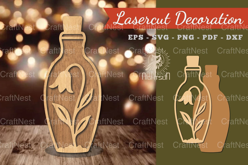 Flower in Bottle Laser Cut Decoration Clipart Bundle - CraftNest - Digital Crafting and Art