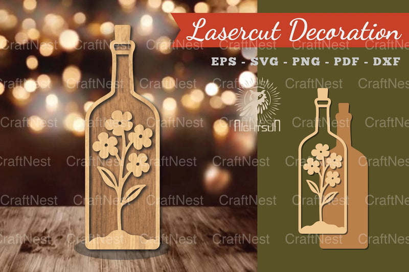 Flower in Bottle Laser Cut Decoration Clipart Bundle - CraftNest - Digital Crafting and Art