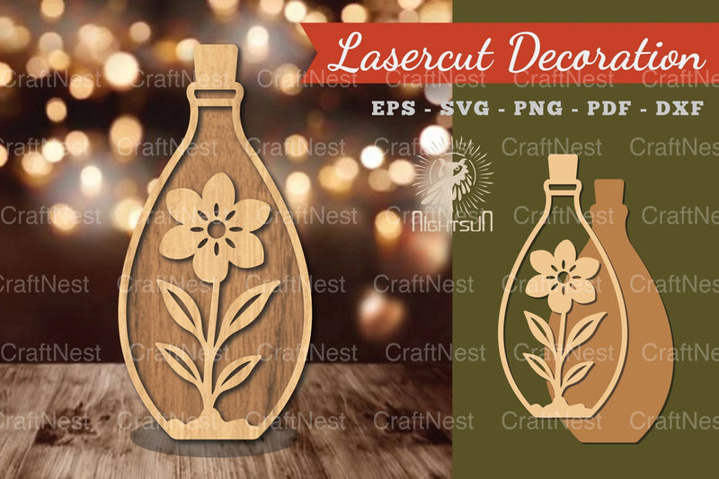 Flower in Bottle Laser Cut Decoration Clipart Bundle - CraftNest - Digital Crafting and Art