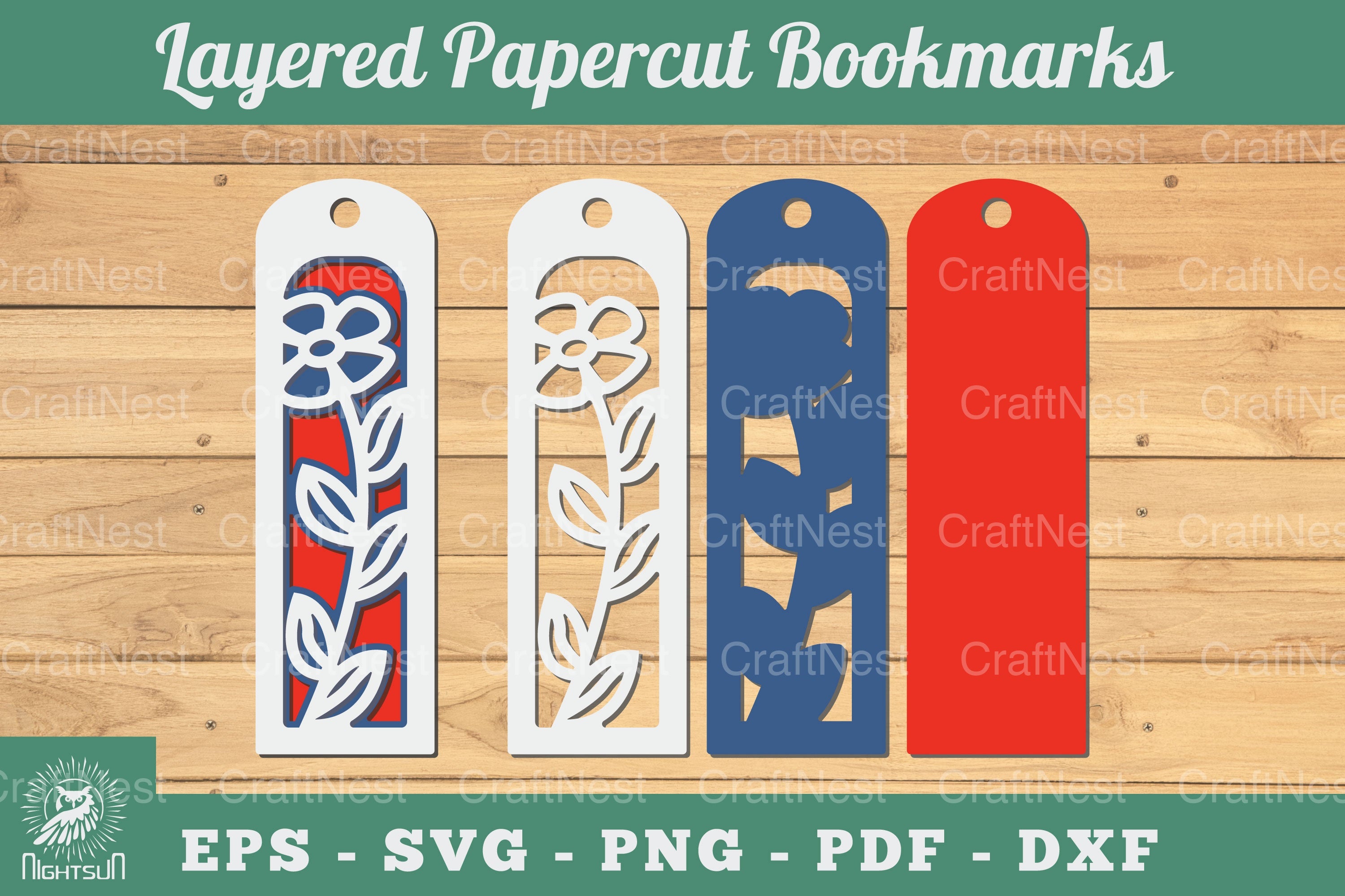 3D Papercut Flower Bookmarks SVG Bundle - CraftNest - Digital Crafting and Art