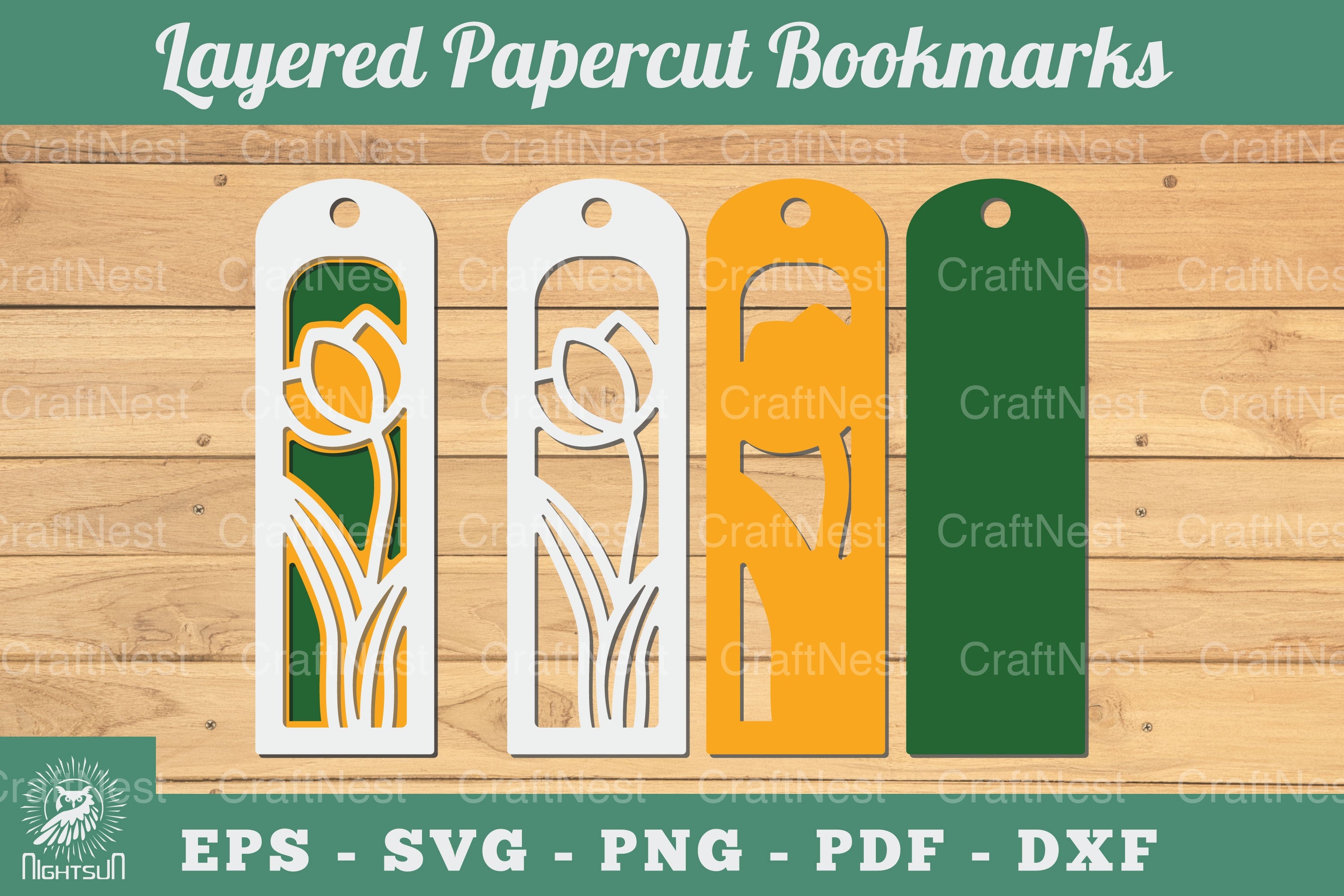 3D Papercut Flower Bookmarks SVG Bundle - CraftNest - Digital Crafting and Art