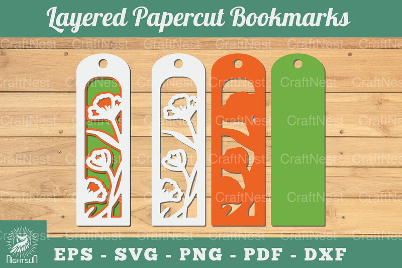 3D Papercut Flower Bookmarks Clipart Bundle - CraftNest - Digital Crafting and Art