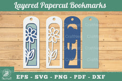 3D Papercut Flower Bookmarks SVG Bundle - CraftNest - Digital Crafting and Art