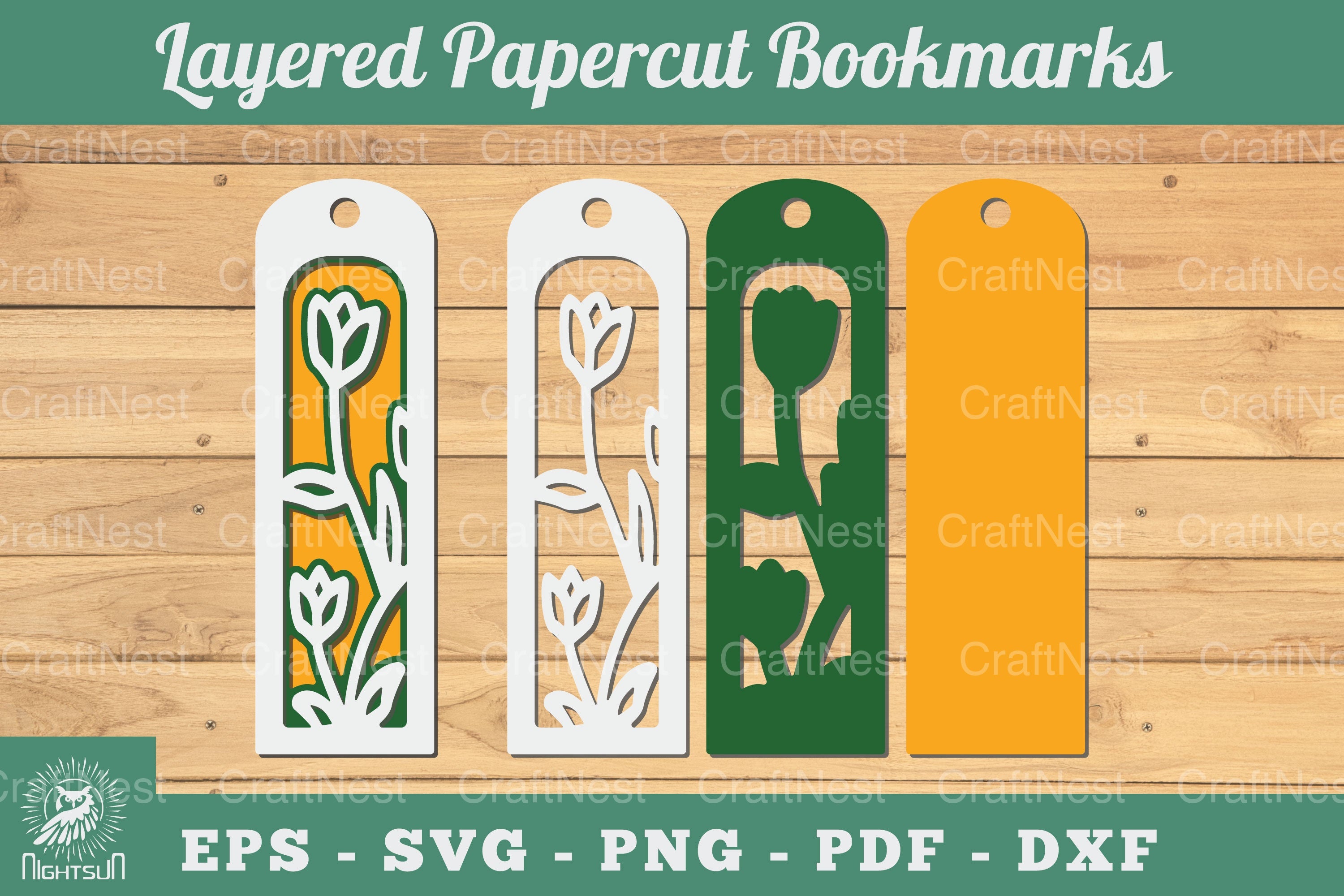 3D Papercut Flower Bookmarks SVG Bundle - CraftNest - Digital Crafting and Art