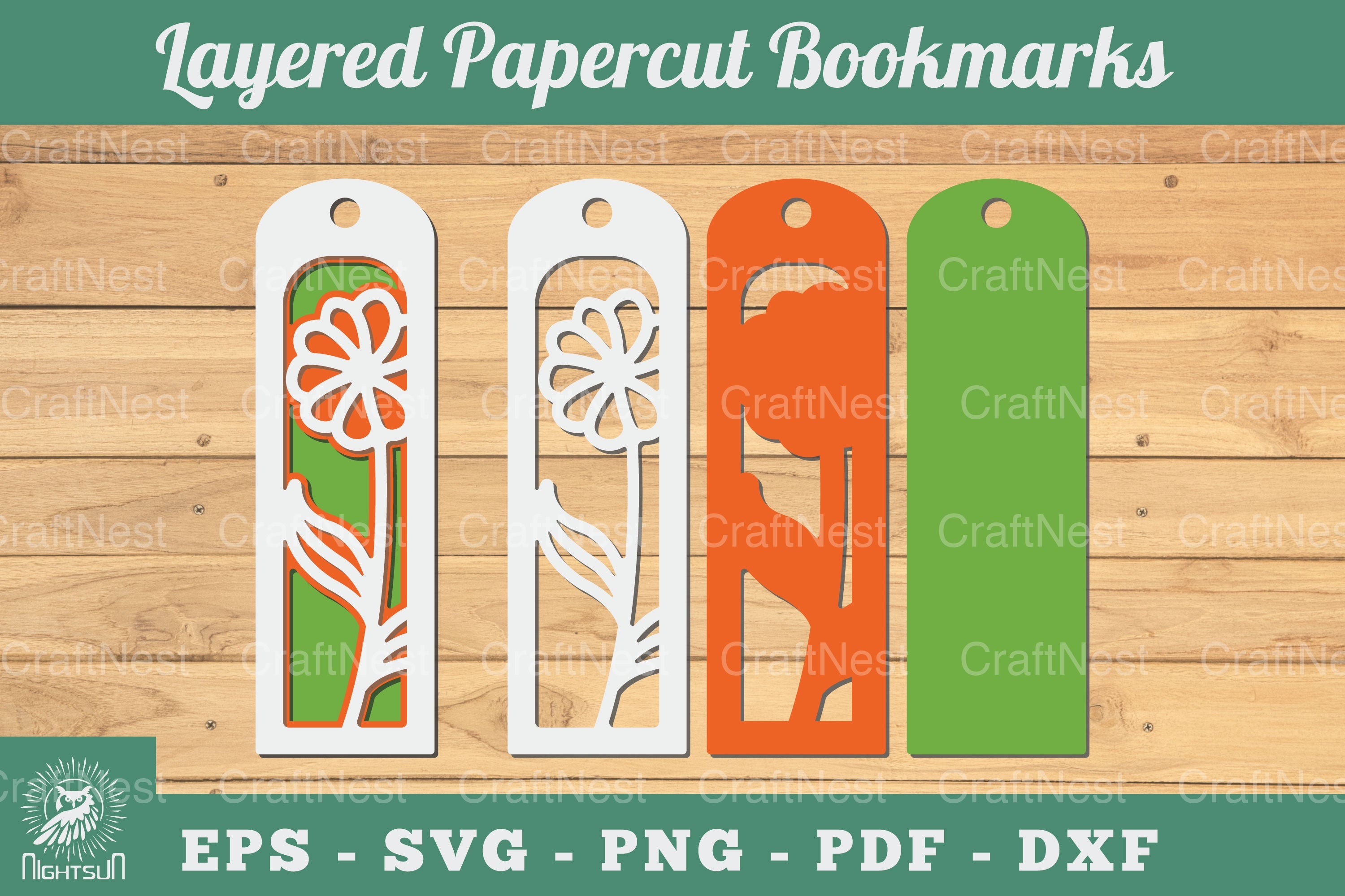 3D Papercut Flower Bookmarks SVG Bundle - CraftNest - Digital Crafting and Art