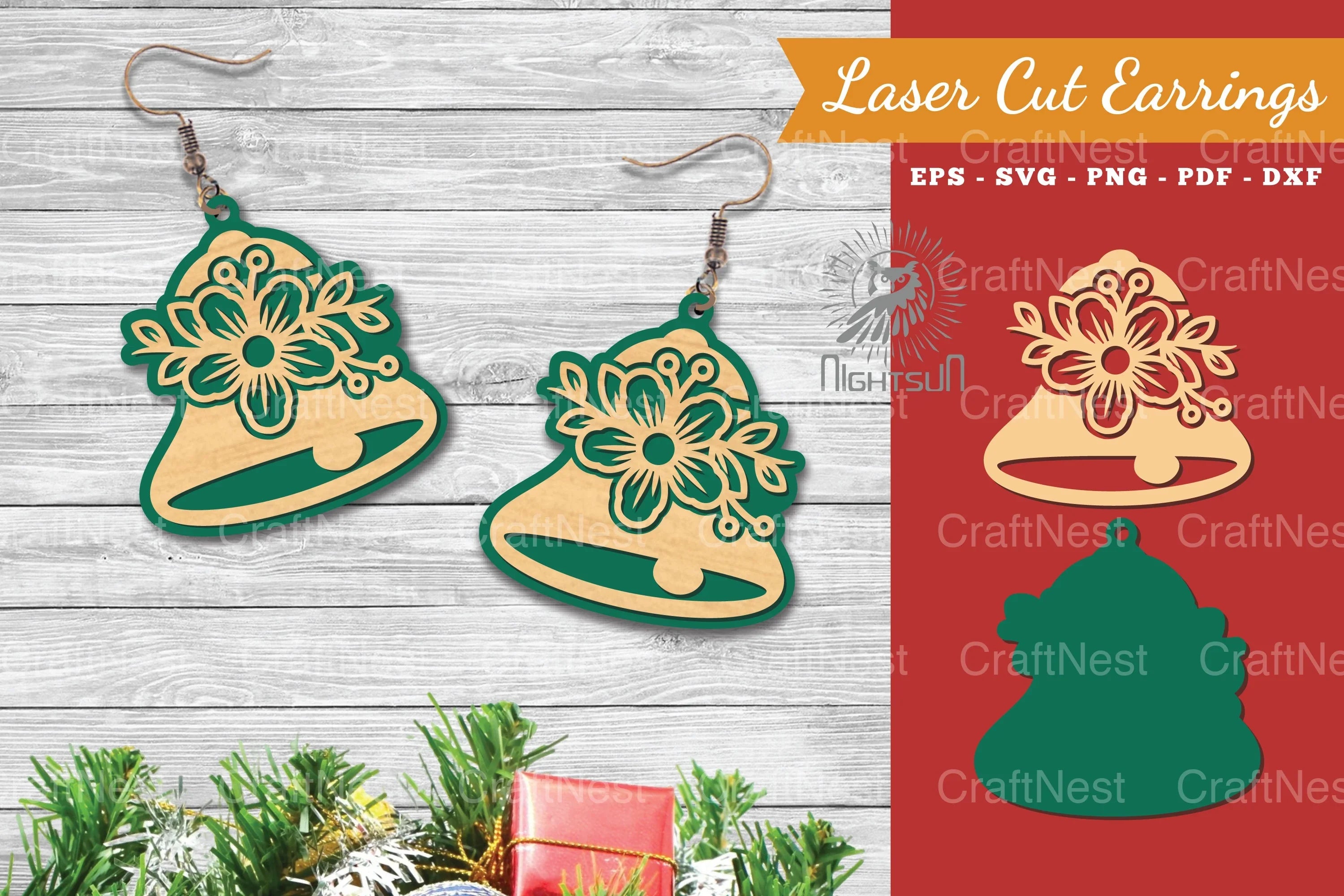 Elegant Bell Laser Cut Flower Earrings - Jewelry Design - CraftNest - Digital Crafting and Art