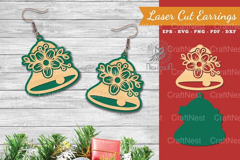 Elegant Bell Laser Cut Flower Earrings - Jewelry Design - CraftNest - Digital Crafting and Art