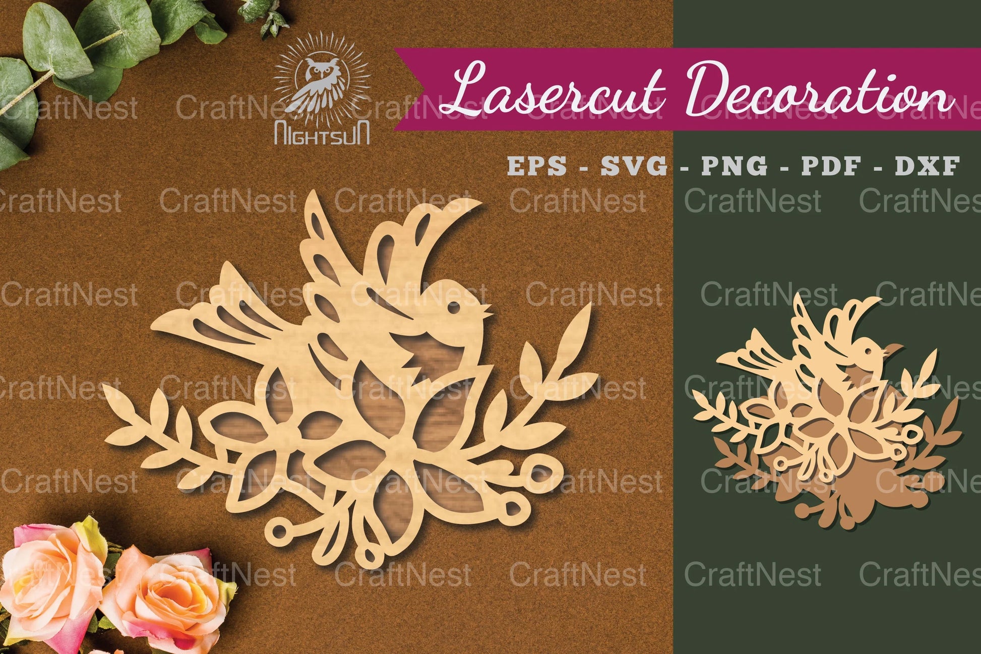 Floral Bird Laser Cut Decoration Clipart Bundle - CraftNest - Digital Crafting and Art