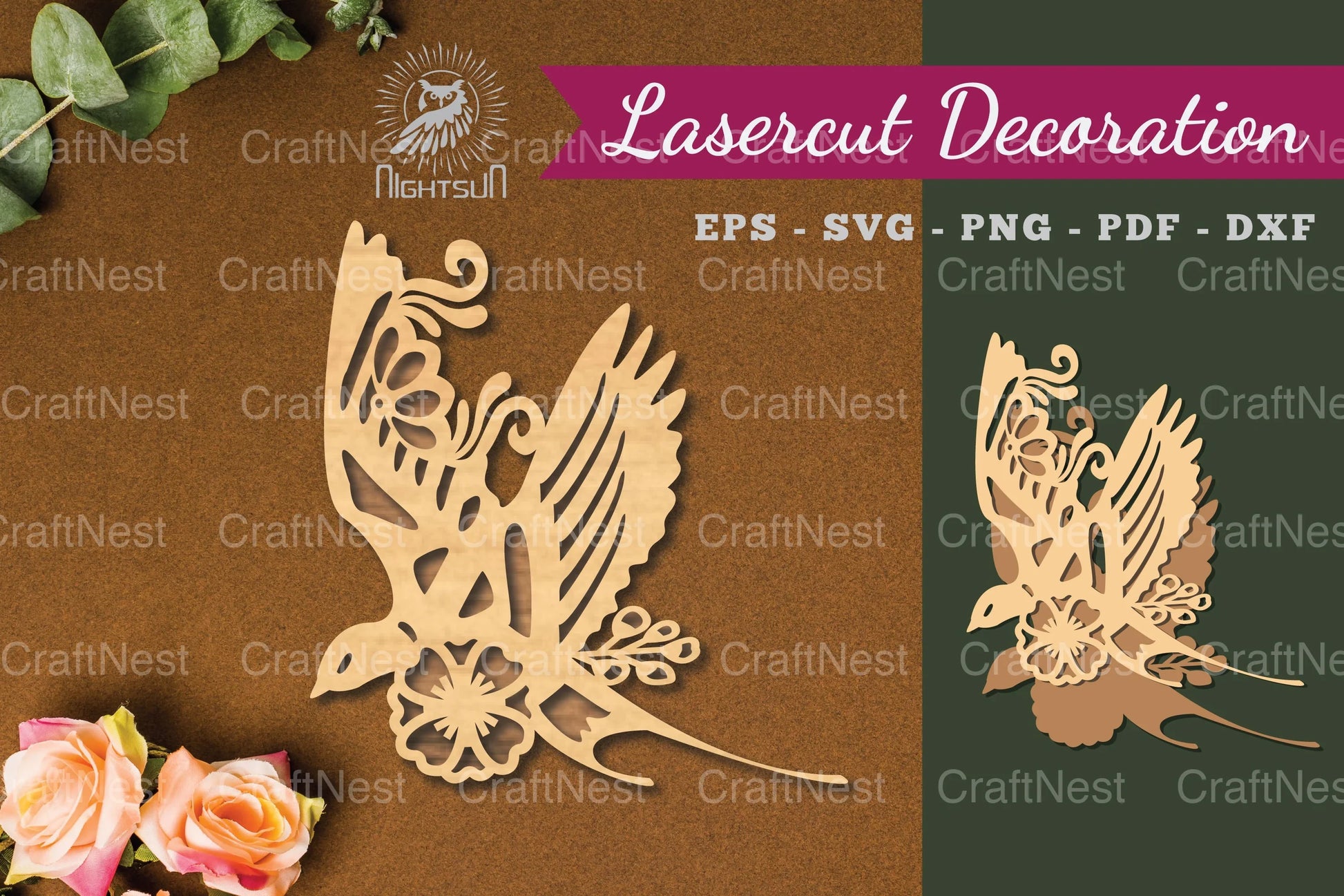 Floral Bird Laser Cut Decoration Clipart Bundle - CraftNest - Digital Crafting and Art