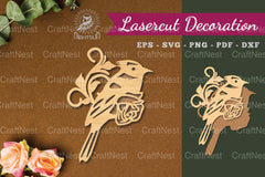 Bird and Flowers Laser Cut Decoration Clipart Bundle - CraftNest - Digital Crafting and Art