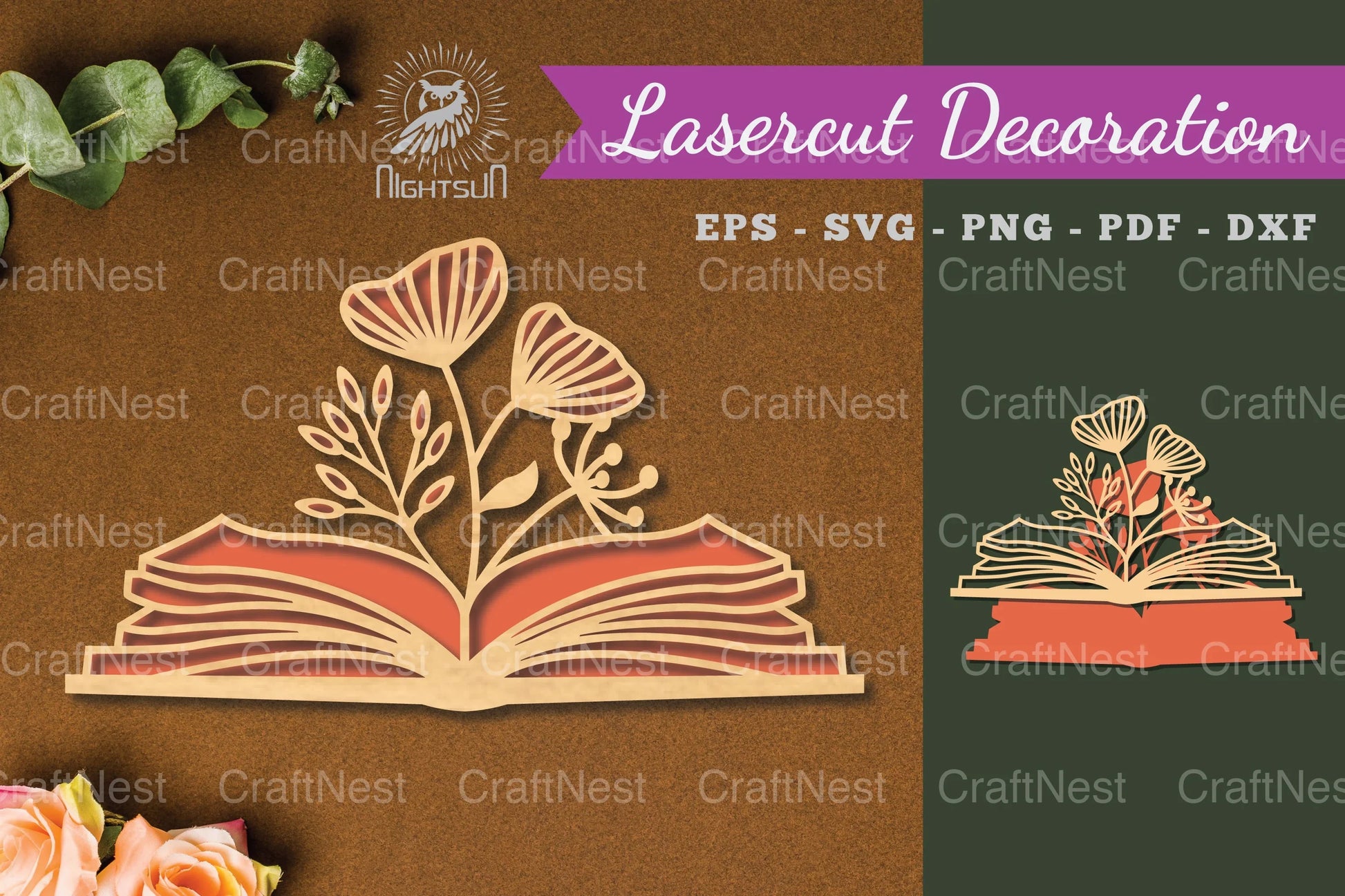 Laser Cut Flower Book Decoration Clipart Bundle - CraftNest - Digital Crafting and Art