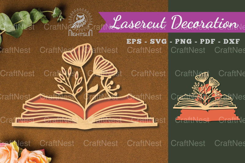 Laser Cut Flower Book Decoration Clipart Bundle - CraftNest - Digital Crafting and Art