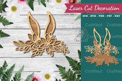 Flowers Bunny Laser Cut Decoration Clipart Bundle - CraftNest - Digital Crafting and Art