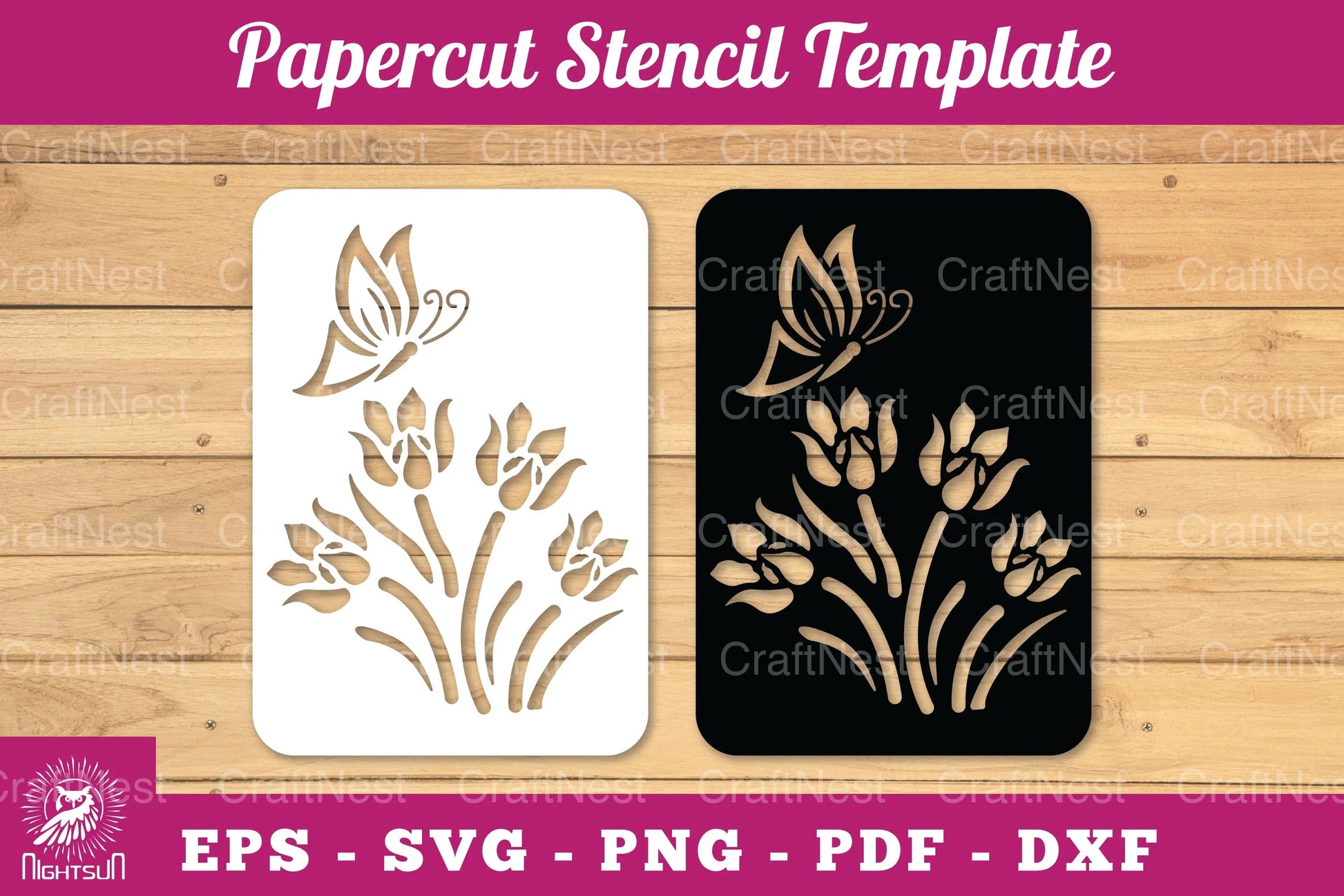 Butterfly Flowers Papercut Stencil Clipart Bundle - CraftNest - Digital Crafting and Art