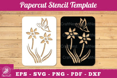 Butterfly Flowers Papercut Stencil Clipart Bundle - CraftNest - Digital Crafting and Art