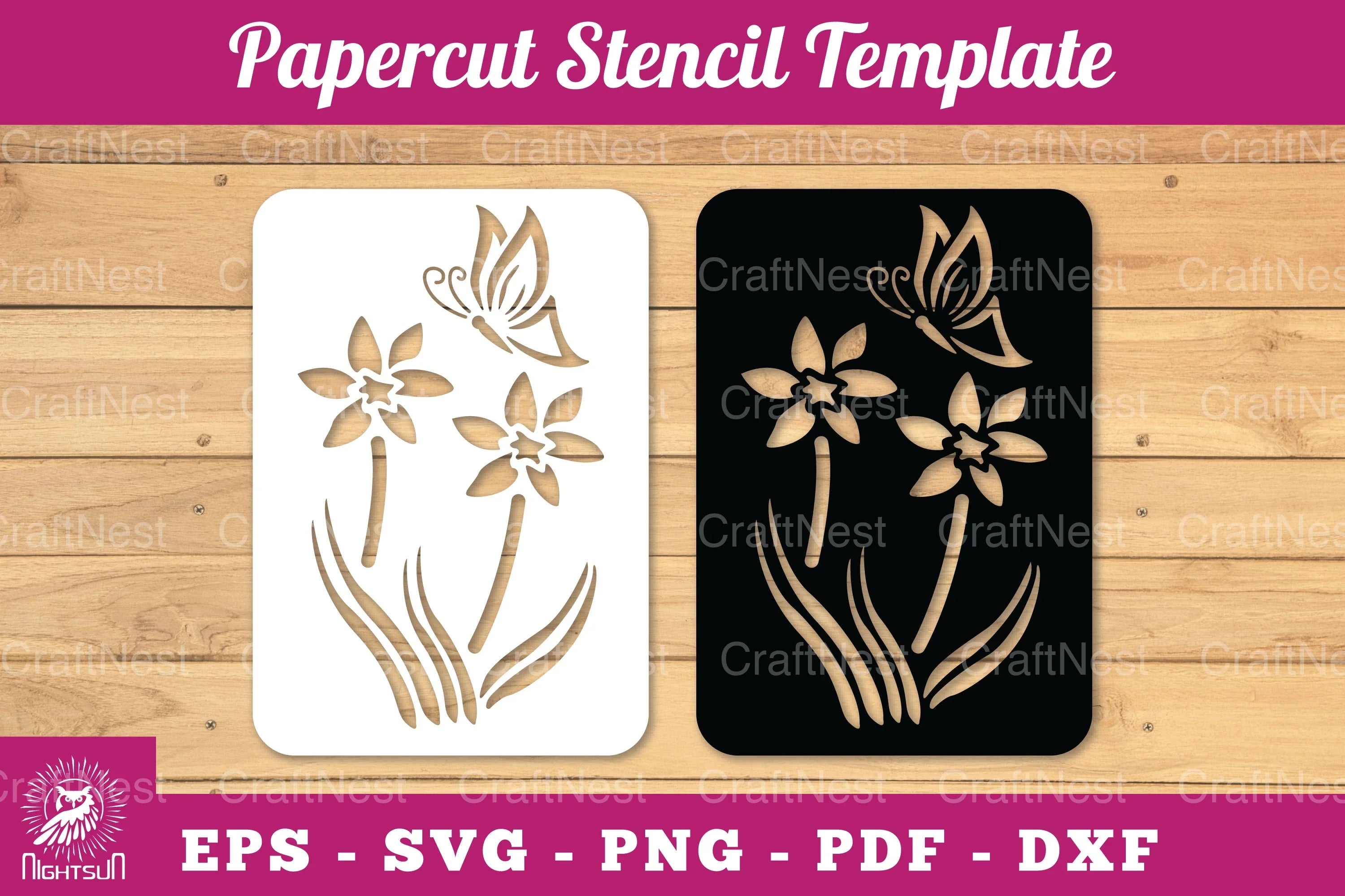 Butterfly Flowers Papercut Stencil Clipart Bundle - CraftNest - Digital Crafting and Art