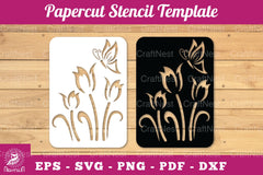 Butterfly Flowers Papercut Stencil Clipart Bundle - CraftNest - Digital Crafting and Art