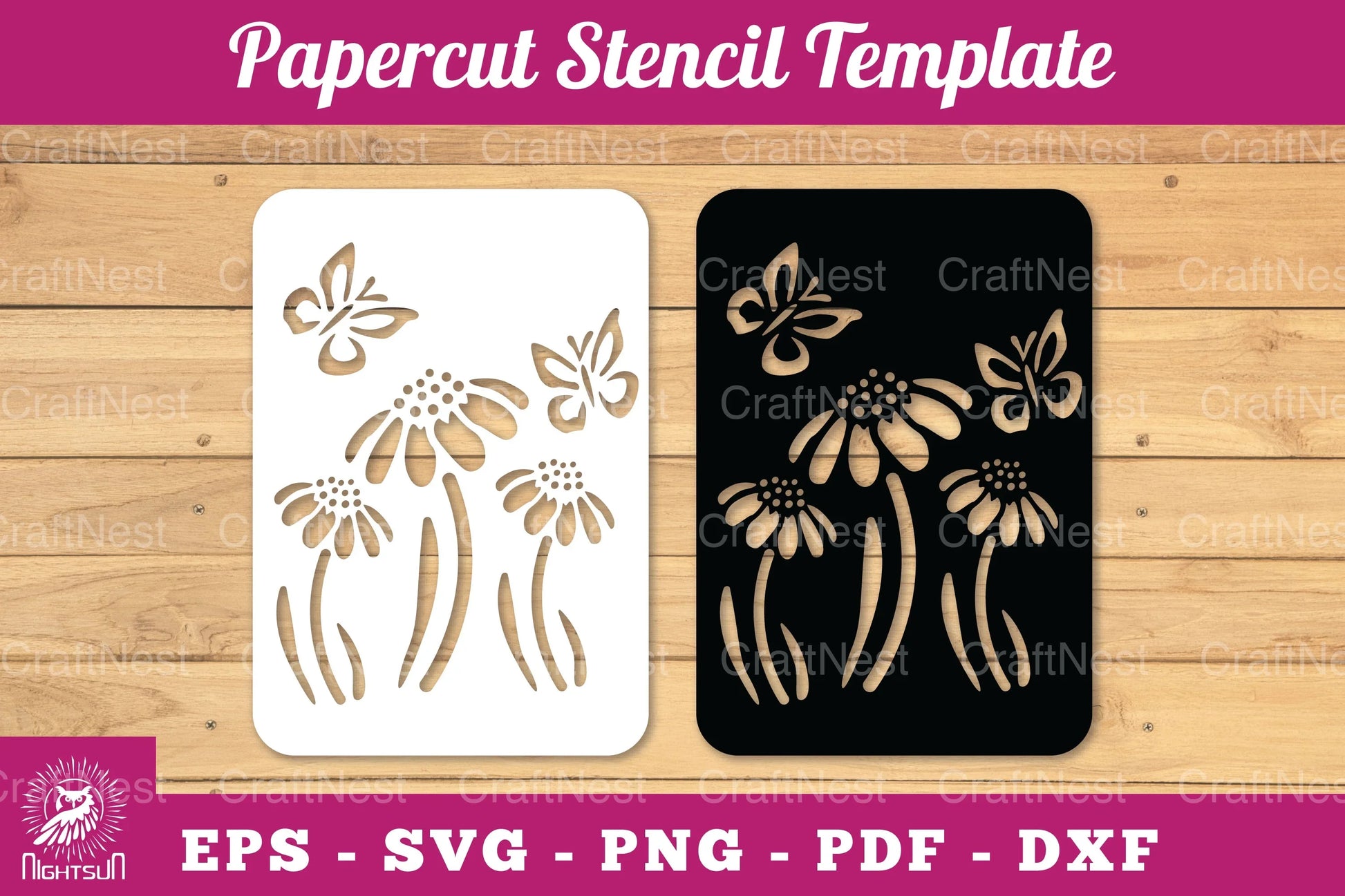 Butterfly Flowers Papercut Stencil Clipart Bundle - CraftNest - Digital Crafting and Art