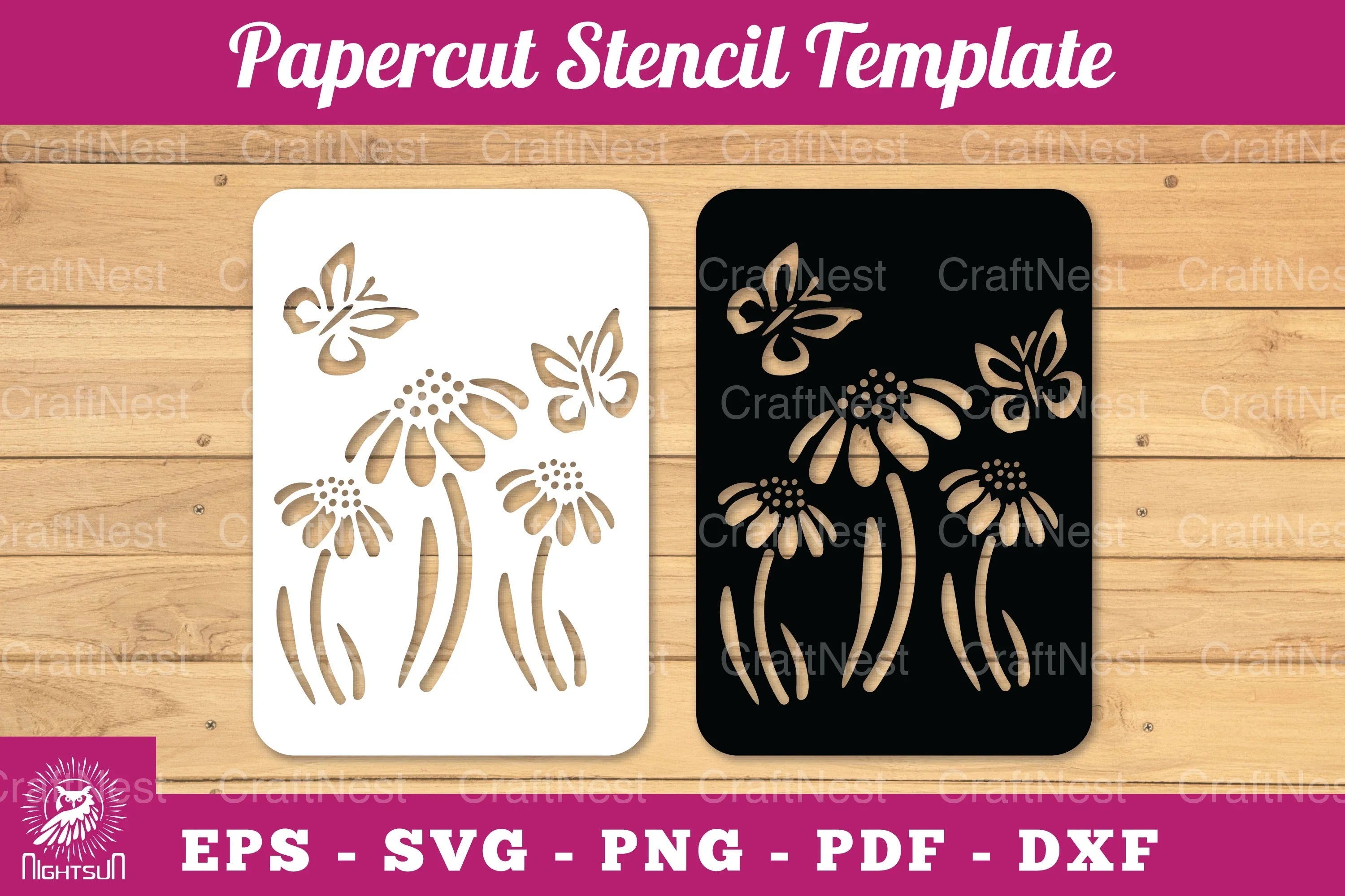 Butterfly Flowers Papercut Stencil Clipart Bundle - CraftNest - Digital Crafting and Art
