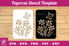 Butterfly Flowers Papercut Stencil Clipart Bundle - CraftNest - Digital Crafting and Art