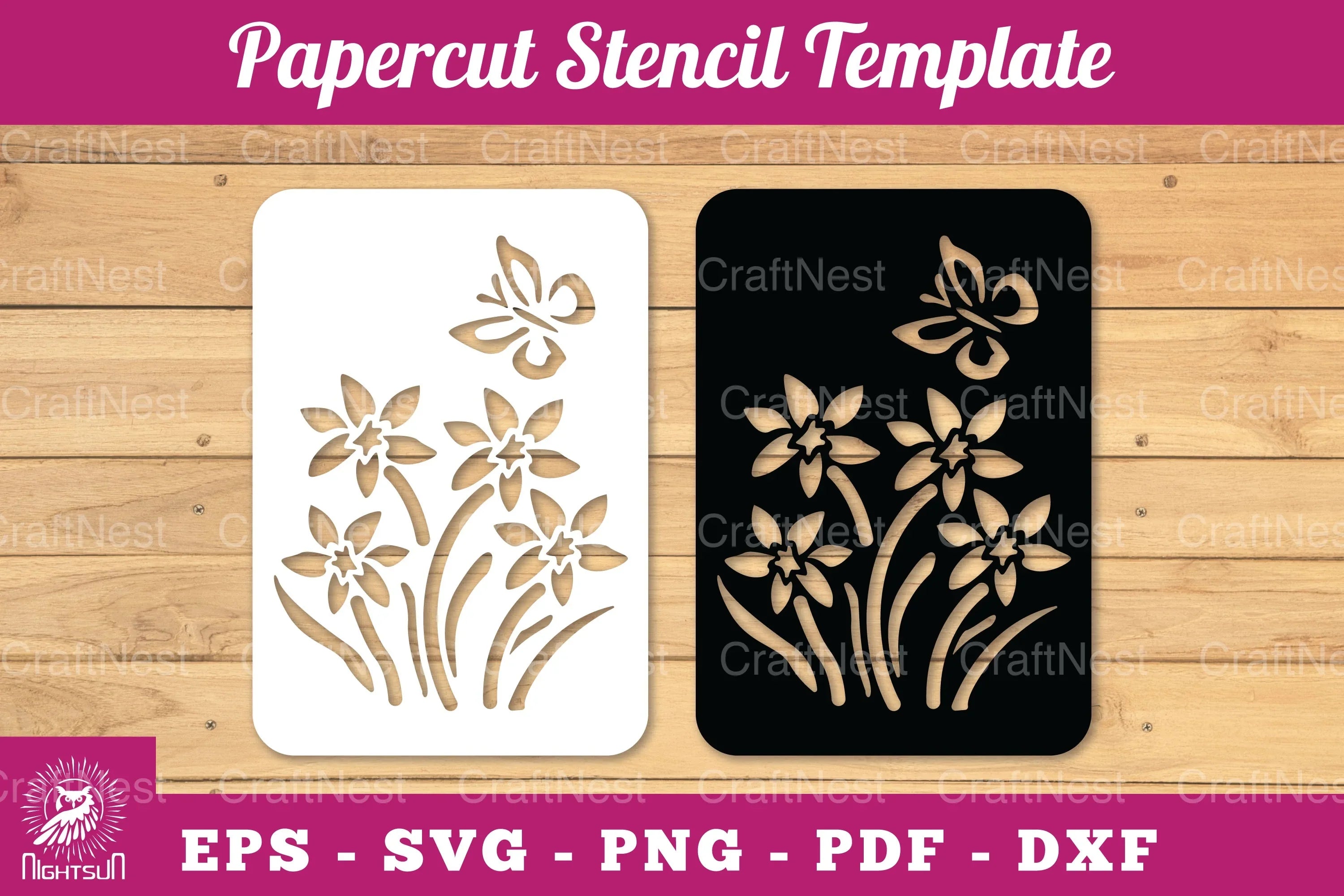 Butterfly Flowers Papercut Stencil Clipart Bundle - CraftNest - Digital Crafting and Art