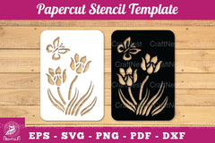 Butterfly Flowers Papercut Stencil Clipart Bundle - CraftNest - Digital Crafting and Art