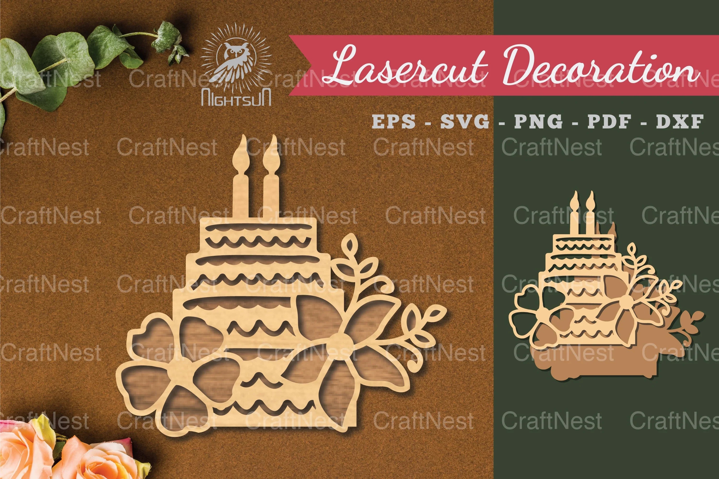 Flowers Cake Laser Cut Decoration Clipart Bundle - CraftNest - Digital Crafting and Art